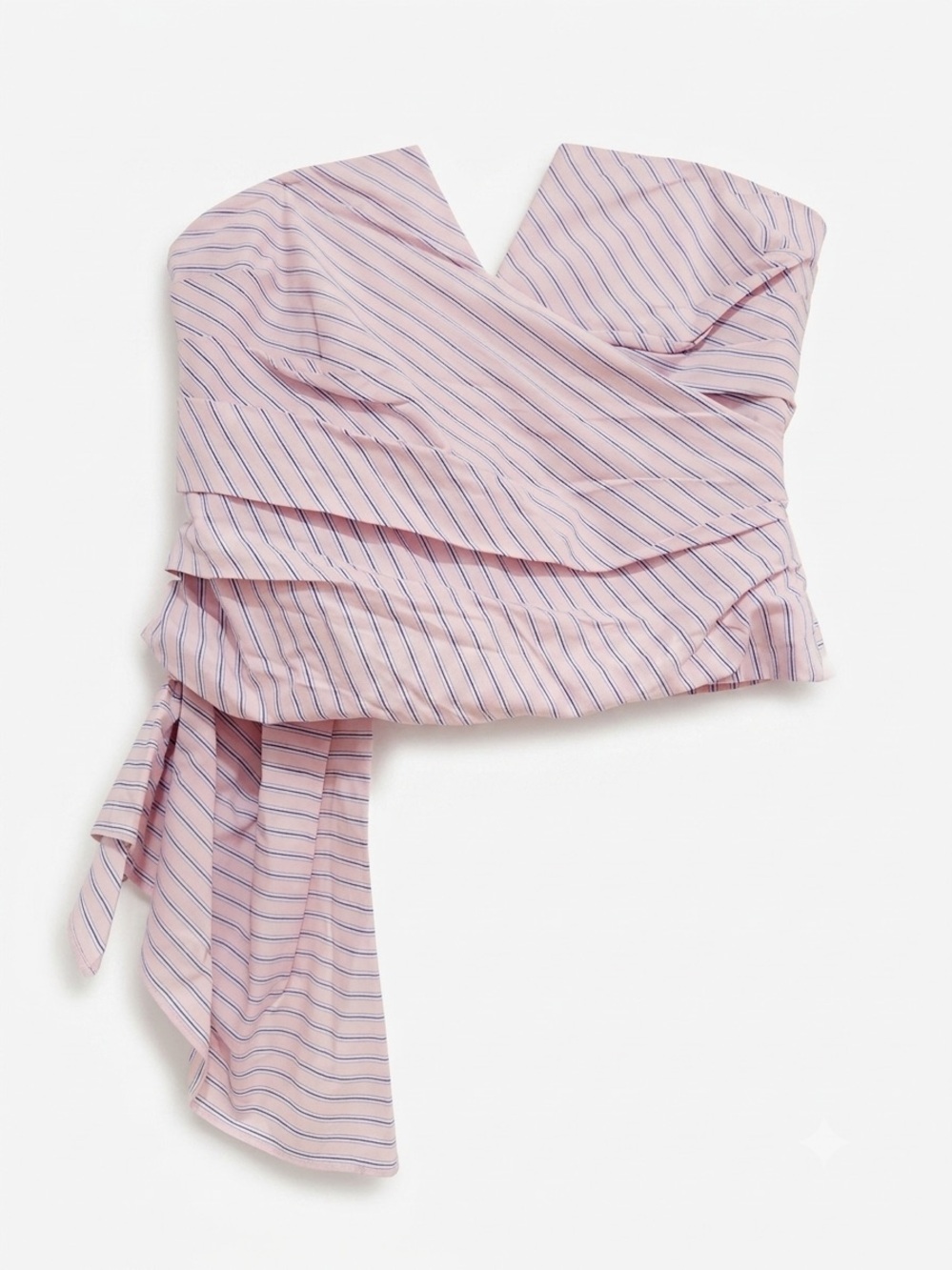 Zara Pink Strapless Bustier Tube Top with Navy Pinstripes